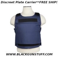 Discreet Plate Carrier with external pocket for hard or soft body armor. Wrap around hook and loop fastener cummerbund and adjustable shoulder straps. Fits: Medium to 2XL. Front panel measures 16.5"W X 16.0"H (from bottom of neck cut). Rear panel measures 21.5"W X 18.5"H (from bottom of neck cut). Exterior body armor pockets for hard/soft plates/panels. Exterior body armor pockets will accommodate 11"W X 14"H soft armor panels or 11"W X 14"H X 1"D hard armor plates. Inside the armor pockets includes a height strap with hook and loop fasteners to adjust how high/low the smaller armor plate/panel sits inside the pocket. Maximum cummerbund extension fit is 57" Adjustable hook and loop fastener 2" shoulder straps. For adjusting how high/low the plate carrier sits on the torso. 2"H X 9"L Loop fasteners sewn to the front and rear panels for name, unit, or morale patches.