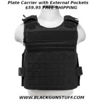 Plate Carrier with easy to access external hard plate pockets. This plate carrier has breathable mesh inner pockets for soft body armor panels. The inner pockets feature a pass-through shoulder opening for soft body armor with adjustable shoulder straps to pass through from the front panel to the back panel. On the outside of the front and back panels are easy to access external hard body plate armor pockets. One side of the external pockets has a full length heavy duty zipper and a top flap with hook and loop fasteners. This allows the wearer to quickly and easily insert Level III or Level IV hard plates, when the situation requires it, to quickly upgrade their protection level. The external pockets will accommodate a pair of standard 10"X 12" hard plates or up to a pair of 11" X 14" hard plates. Adjustable for length 2" side straps with large plastic buckles that can be extended out to 58"L (61"L for 2XL+). The quick connect buckles allow you to quickly and easily get the plate carrier onto your body. Quick connect buckles and the adjustable strap are positioned for easy access while being worn. PALs webbing on the front & back panels allows the attachments of MOLLE accessories like holsters, magazine pouches, radio/utility pouches, and other essential gear. Adjustable for length Shoulder straps with large heavy duty quick connect buckles with hook and loop fasteners. Includes two padded shoulder covers with PALs webbing, hook and loop fasteners, and loops for communications cabling routing. The top of the front and rear panels feature a 12.25"W X 2.75"H loop fastener patch areas. The top two PALs webbing rows on the front panel have loop fasteners and the rear panel has a 12.5"W X 2"H loop fastener patch area just under the larger patch area. This allows the user to place Department/Unit patches, name tapes, and moral patches to their plate carrier. Heavy Duty drag handle on the top of the rear panel. Made with tough and durable PVC material that is water and chemical resistant. Double and re-enforcement cross stitching in critical areas.